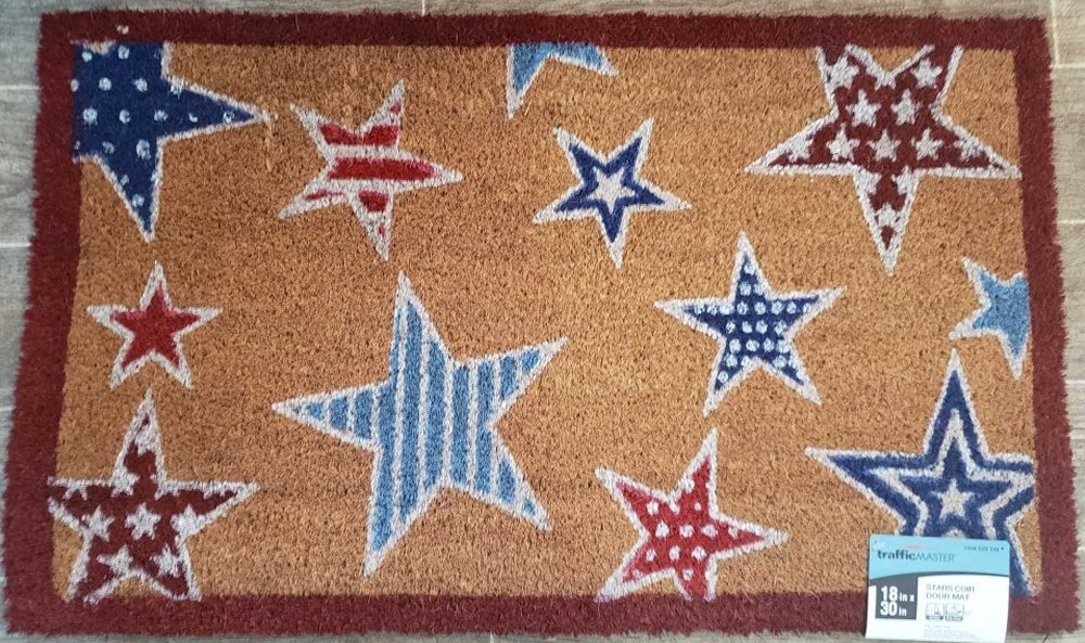 Red, White, and Blue Patriotic 18 in. x 30 in. Coir and Vinyl Door Mat